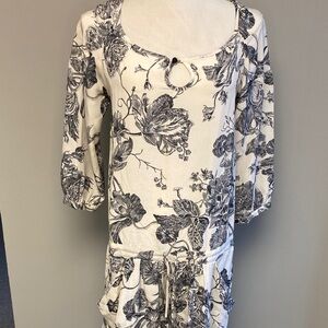 Le Lis Blanc Black & White Floral Print Midi Dress (38)